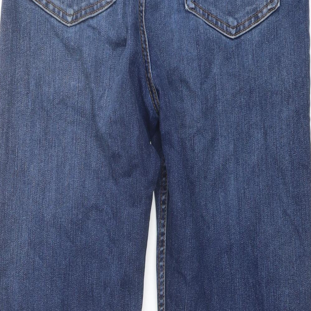 Marks and Spencer Mens Blue Cotton Straight Jeans Size 32 in L29 in Regular Button