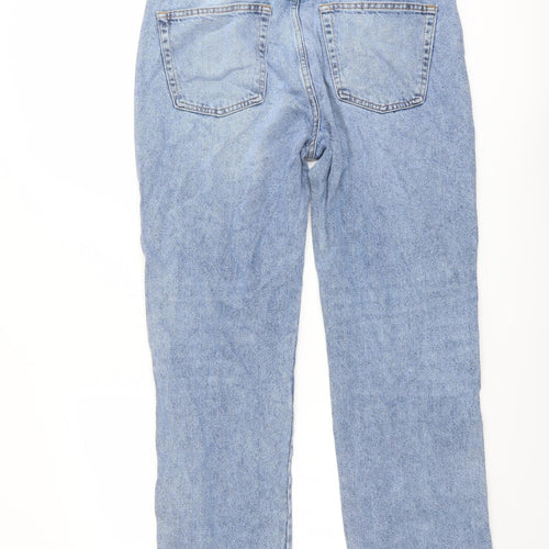Denim & Co. Womens Blue Cotton Straight Jeans Size 14 L30 in Regular Button