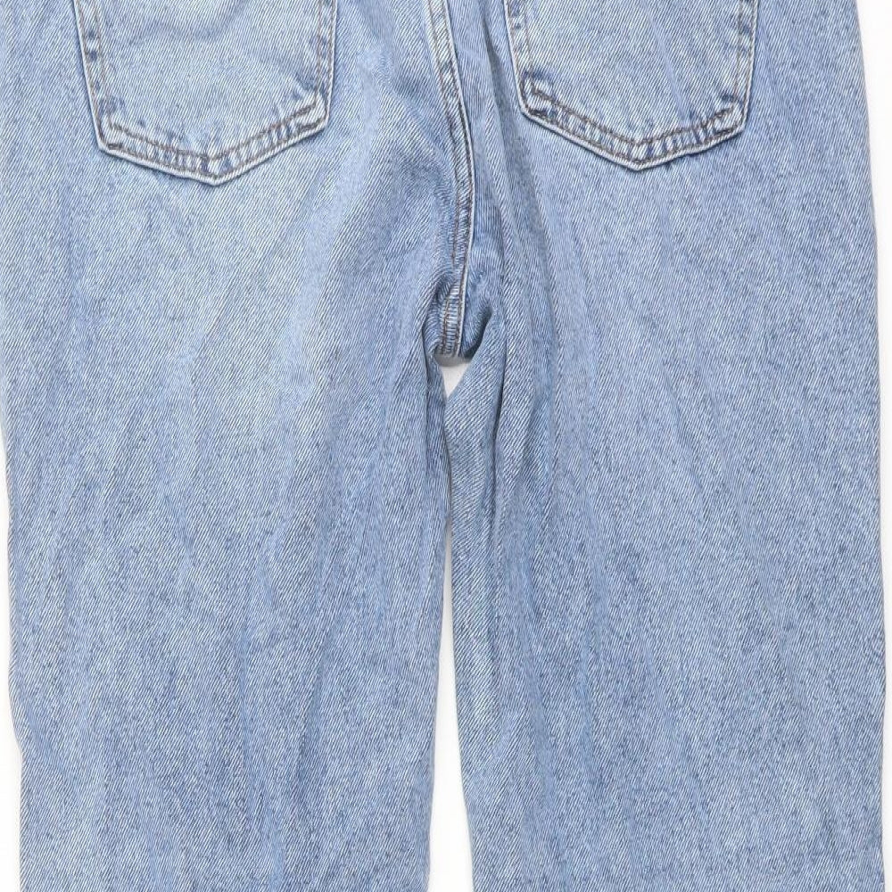 Denim & Co. Womens Blue Cotton Straight Jeans Size 14 L30 in Regular Button