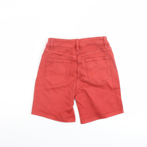 NEXT Womens Red Cotton Boyfriend Shorts Size 8 L7 in Regular Button