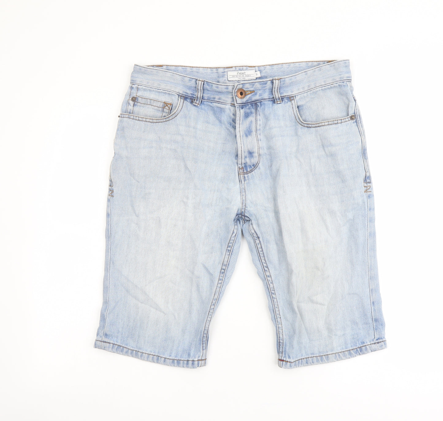 NEXT Mens Blue Cotton Bermuda Shorts Size 32 in L10 in Regular Button