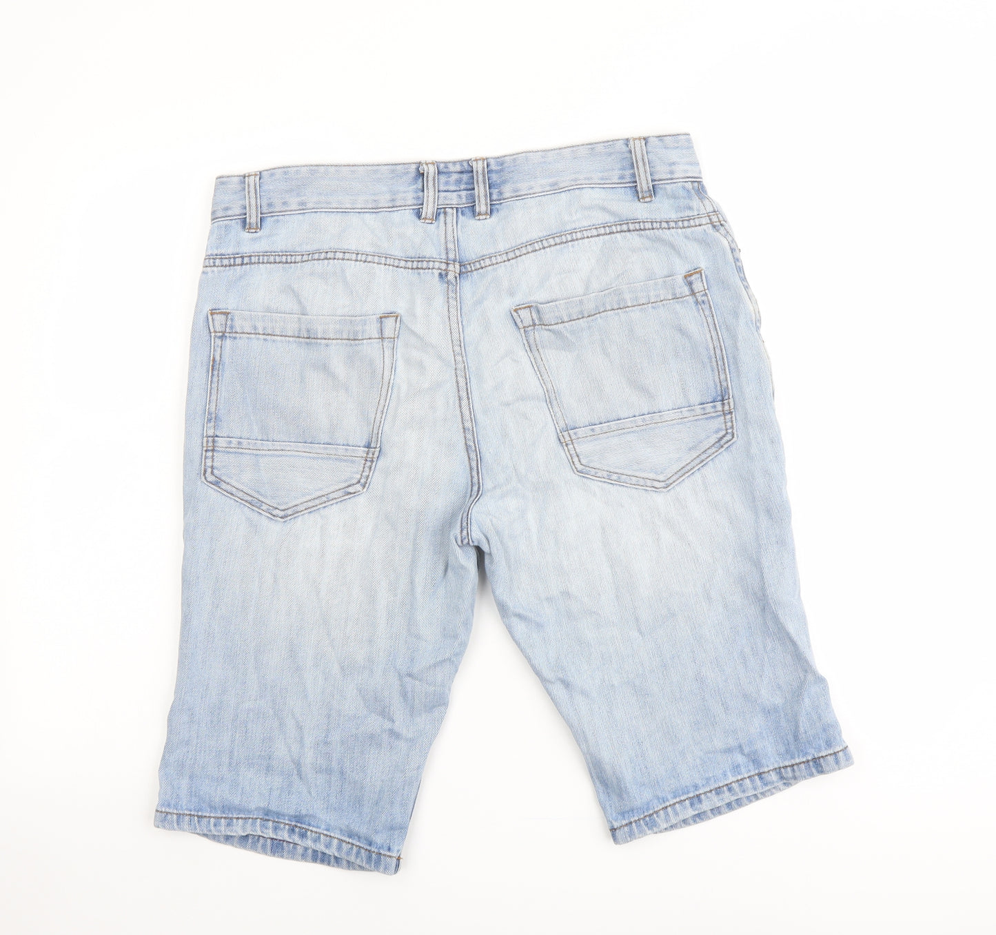 NEXT Mens Blue Cotton Bermuda Shorts Size 32 in L10 in Regular Button