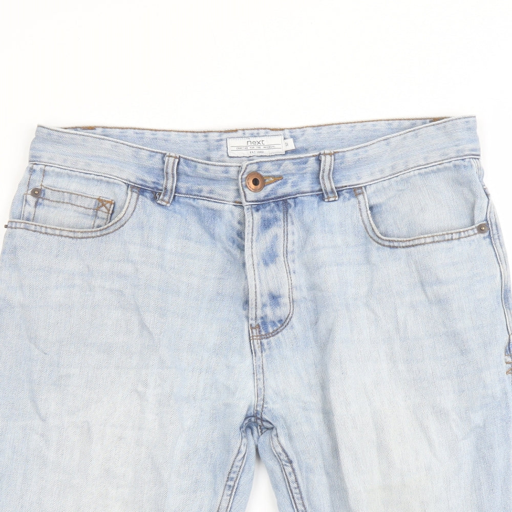 NEXT Mens Blue Cotton Bermuda Shorts Size 32 in L10 in Regular Button