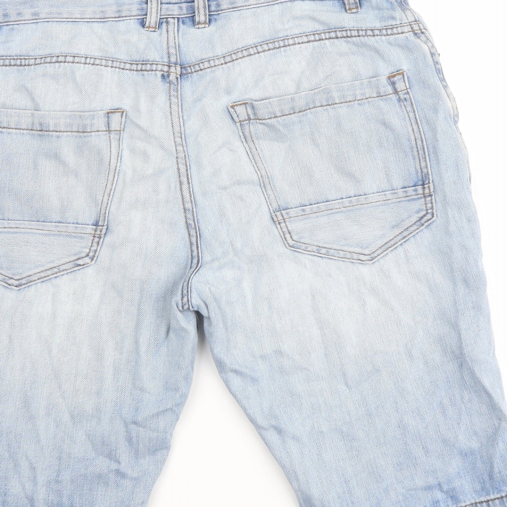 NEXT Mens Blue Cotton Bermuda Shorts Size 32 in L10 in Regular Button