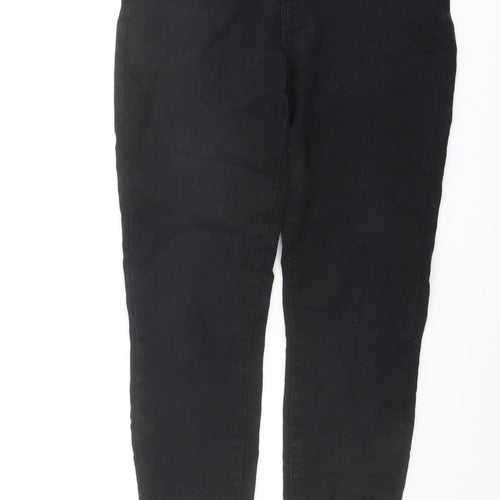 Denim & Co. Womens Black Cotton Straight Jeans Size 12 L26 in Regular Button