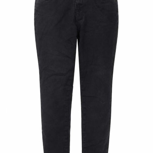 Denim & Co. Womens Black Cotton Straight Jeans Size 12 L26 in Regular Button