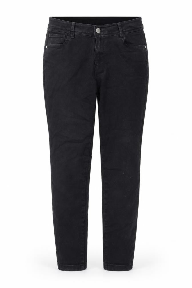 Denim & Co. Womens Black Cotton Straight Jeans Size 12 L26 in Regular Button