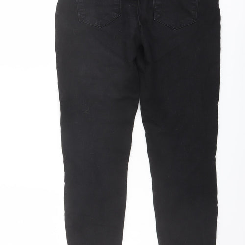 Denim & Co. Womens Black Cotton Straight Jeans Size 12 L26 in Regular Button