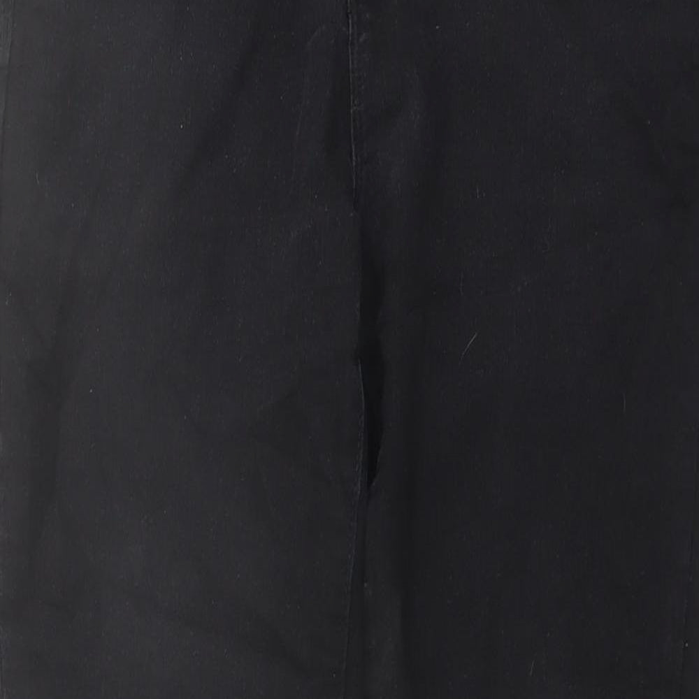 Denim & Co. Womens Black Cotton Straight Jeans Size 12 L26 in Regular Button