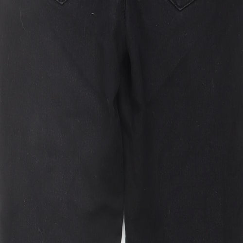 Denim & Co. Womens Black Cotton Straight Jeans Size 12 L26 in Regular Button