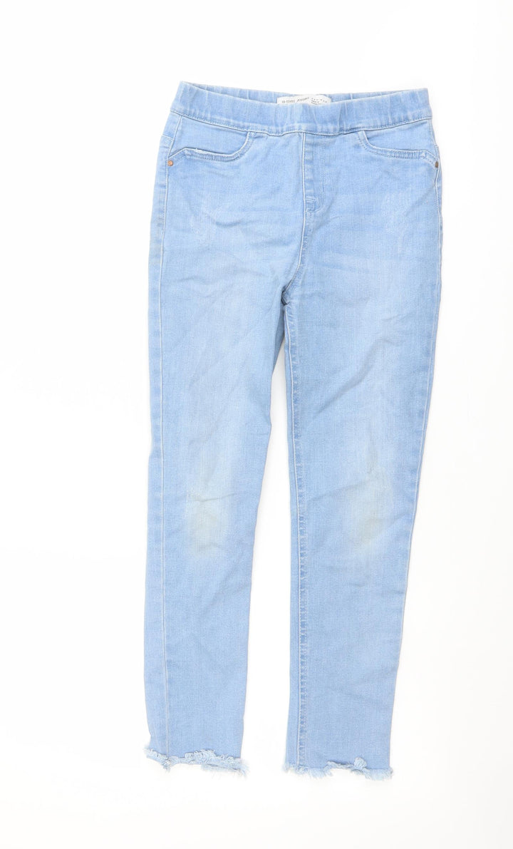 Denim & Co. Girls Blue Cotton Jegging Jeans Size 10-11 Years Regular Pullover - Raw Hem