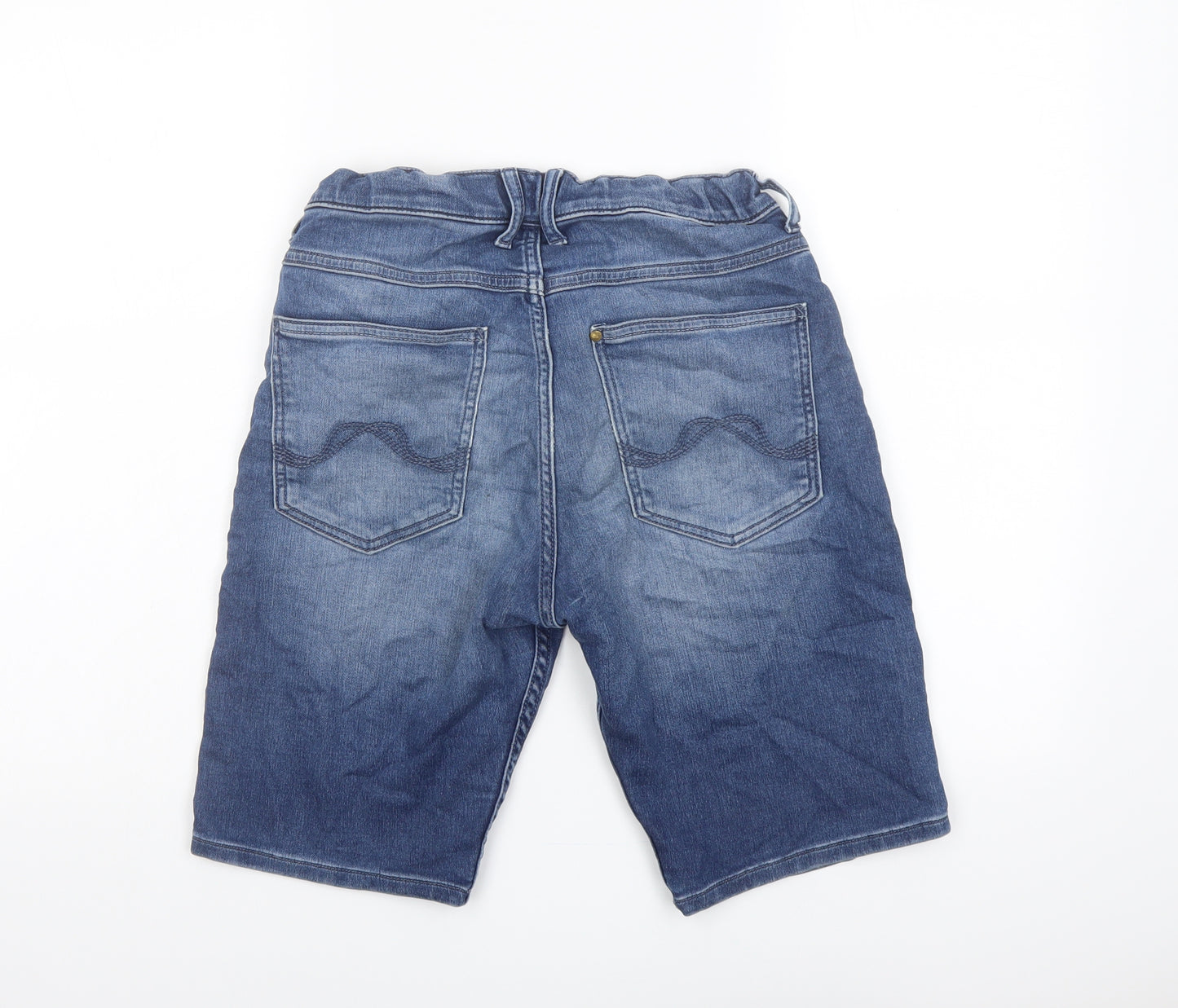 H&M Boys Blue Cotton Bermuda Shorts Size 12-13 Years Regular Drawstring