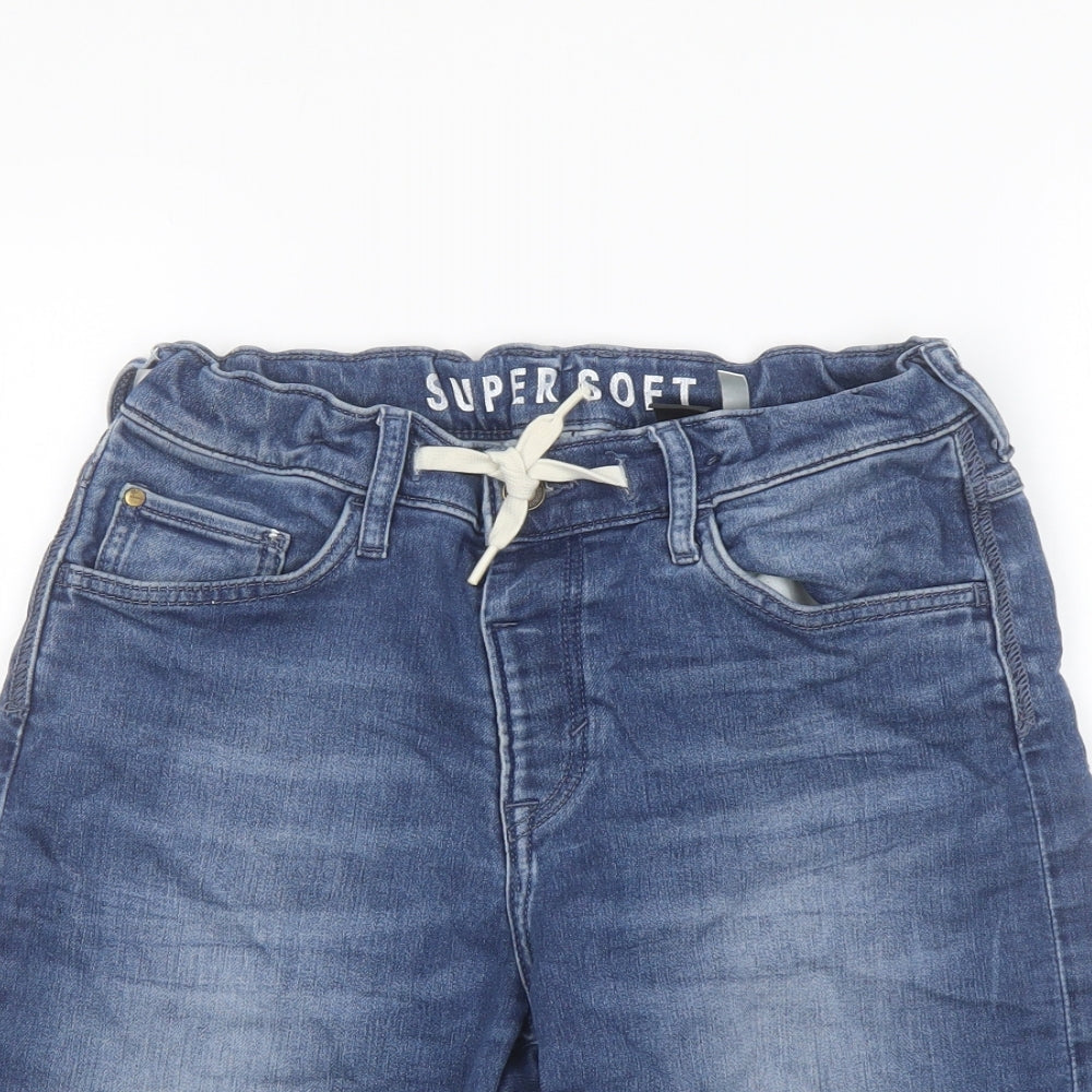 H&M Boys Blue Cotton Bermuda Shorts Size 12-13 Years Regular Drawstring