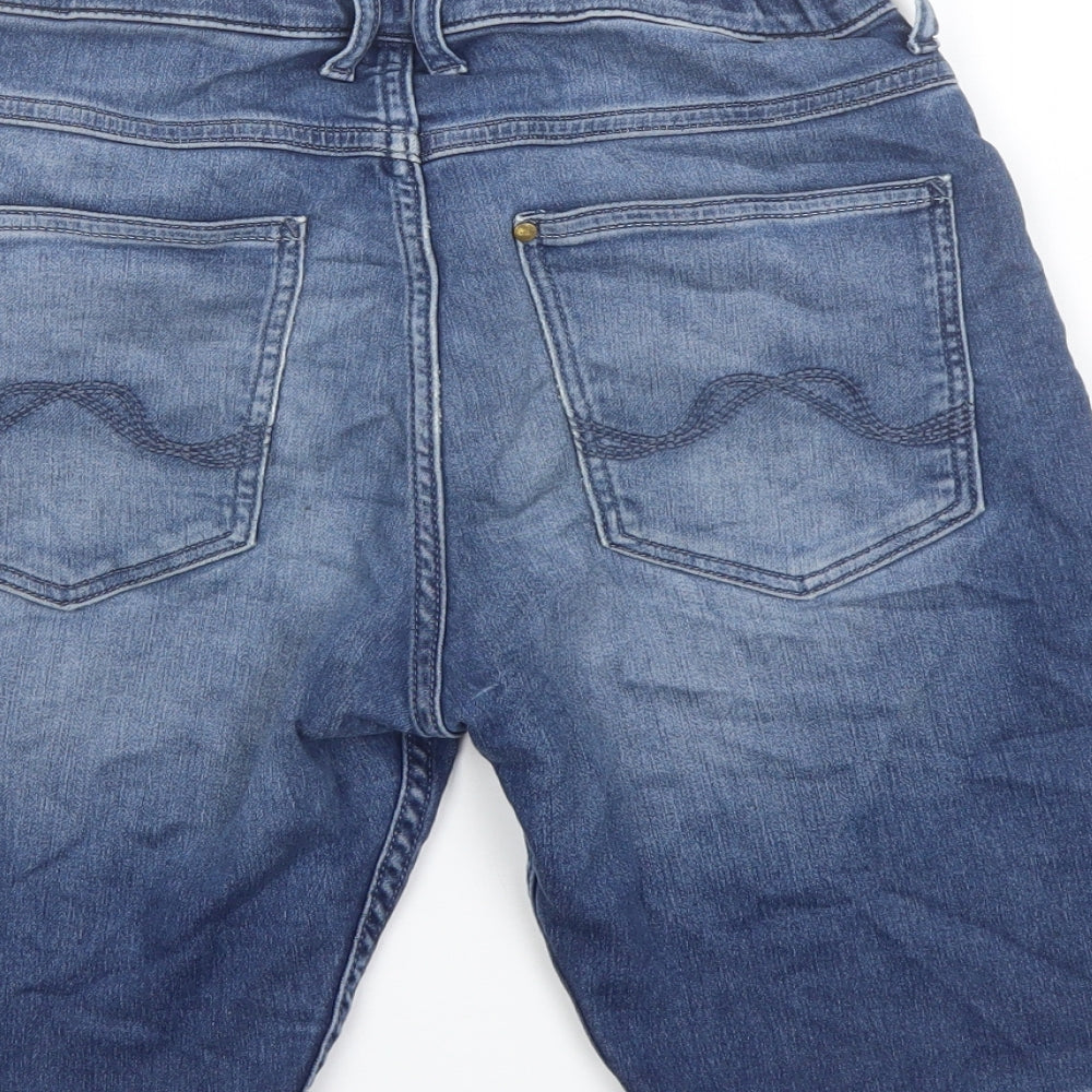 H&M Boys Blue Cotton Bermuda Shorts Size 12-13 Years Regular Drawstring