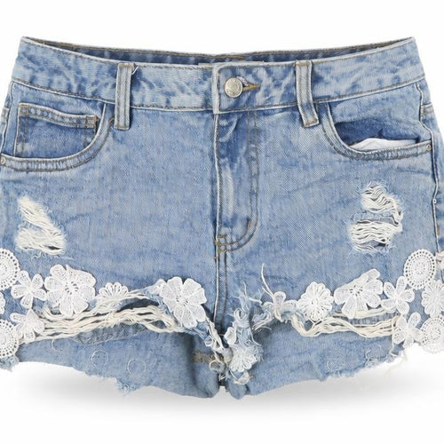 Denim & Co. Womens Blue Cotton Cut-Off Shorts Size 10 L3 in Regular Button - Distressed