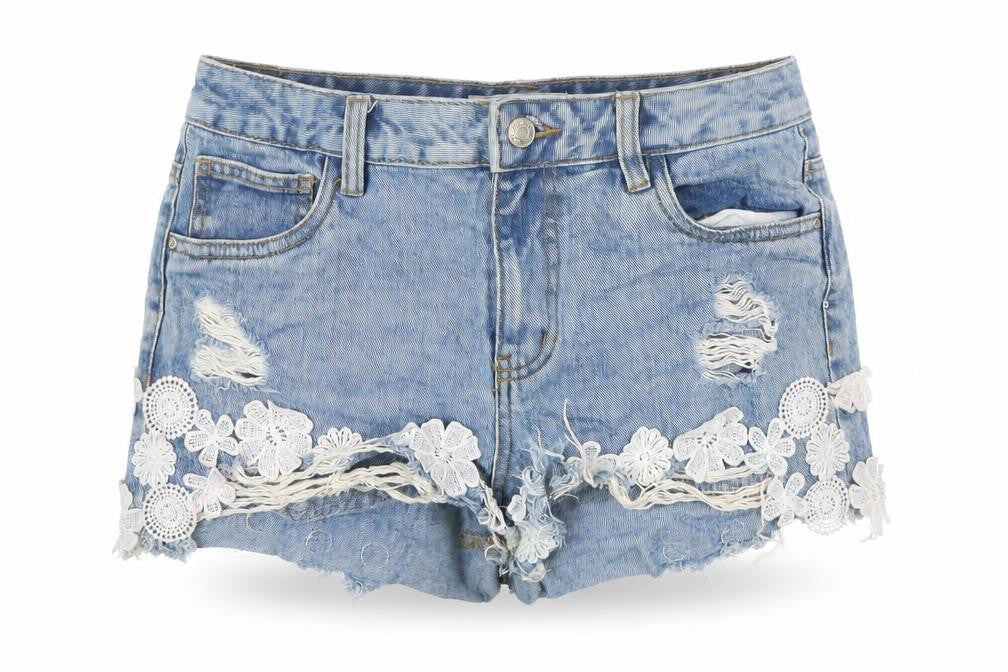 Denim & Co. Womens Blue Cotton Cut-Off Shorts Size 10 L3 in Regular Button - Distressed