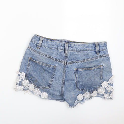 Denim & Co. Womens Blue Cotton Cut-Off Shorts Size 10 L3 in Regular Button - Distressed