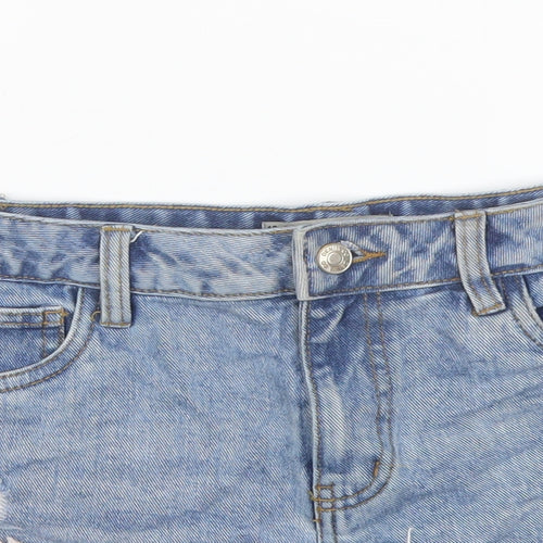 Denim & Co. Womens Blue Cotton Cut-Off Shorts Size 10 L3 in Regular Button - Distressed