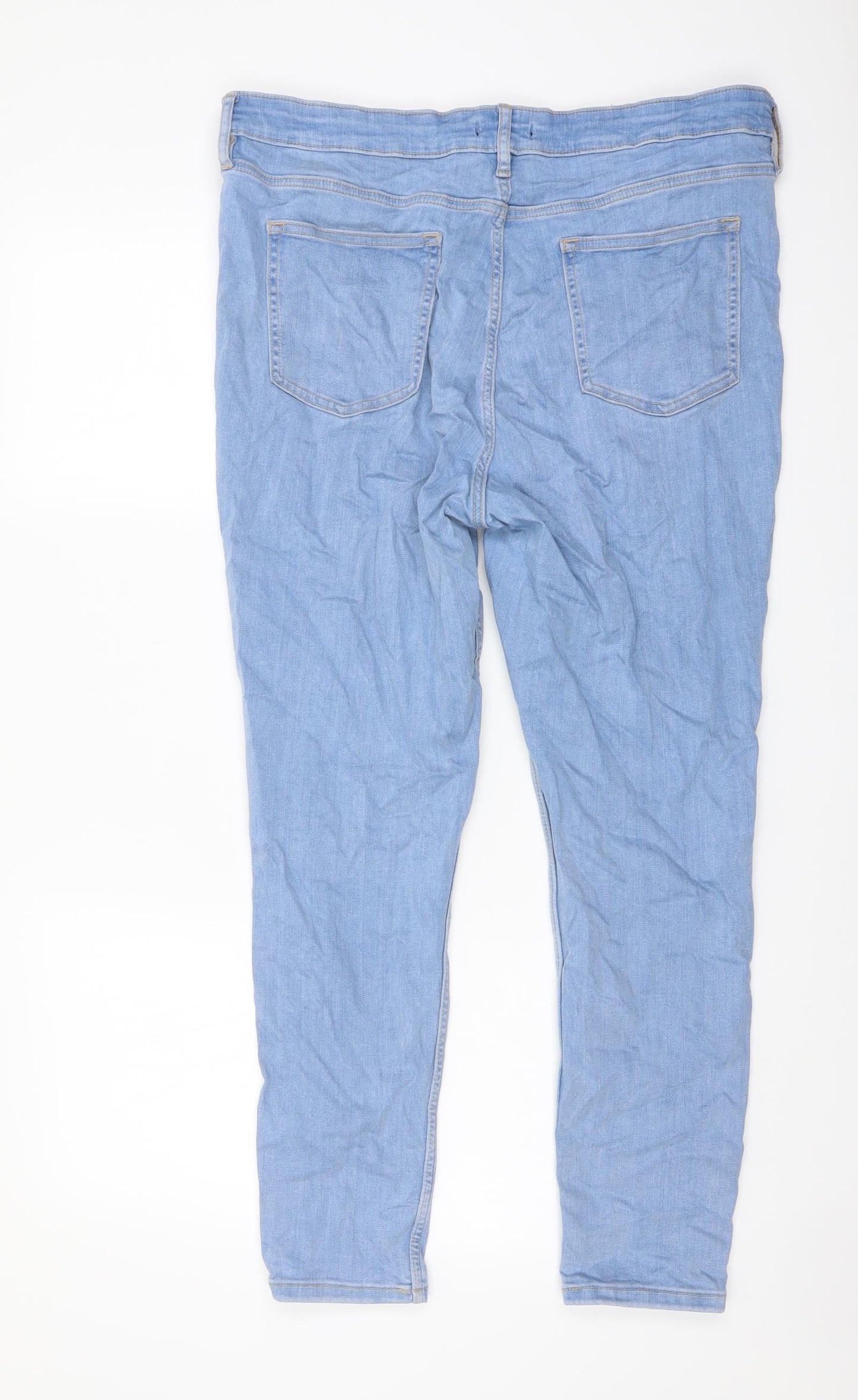 F&F Womens Blue Cotton Straight Jeans Size 18 L27 in Regular Button