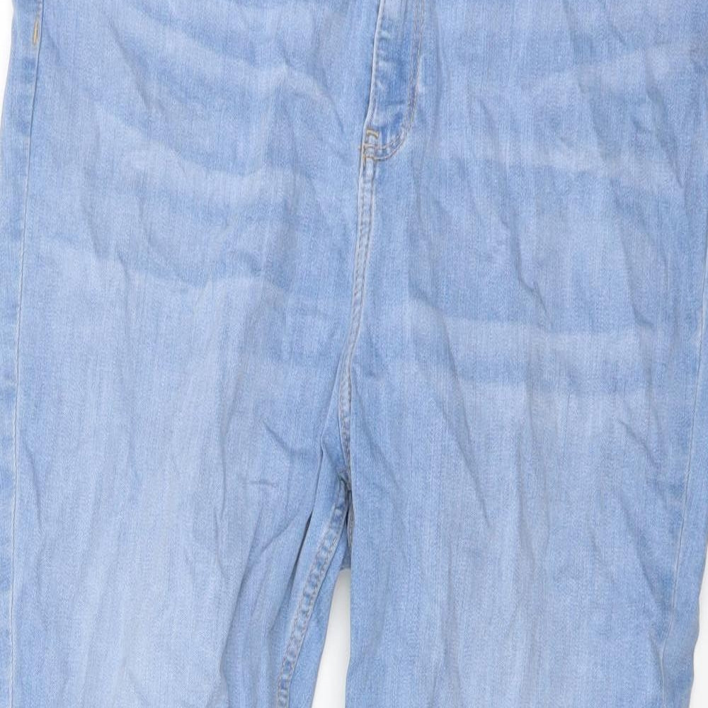 F&F Womens Blue Cotton Straight Jeans Size 18 L27 in Regular Button