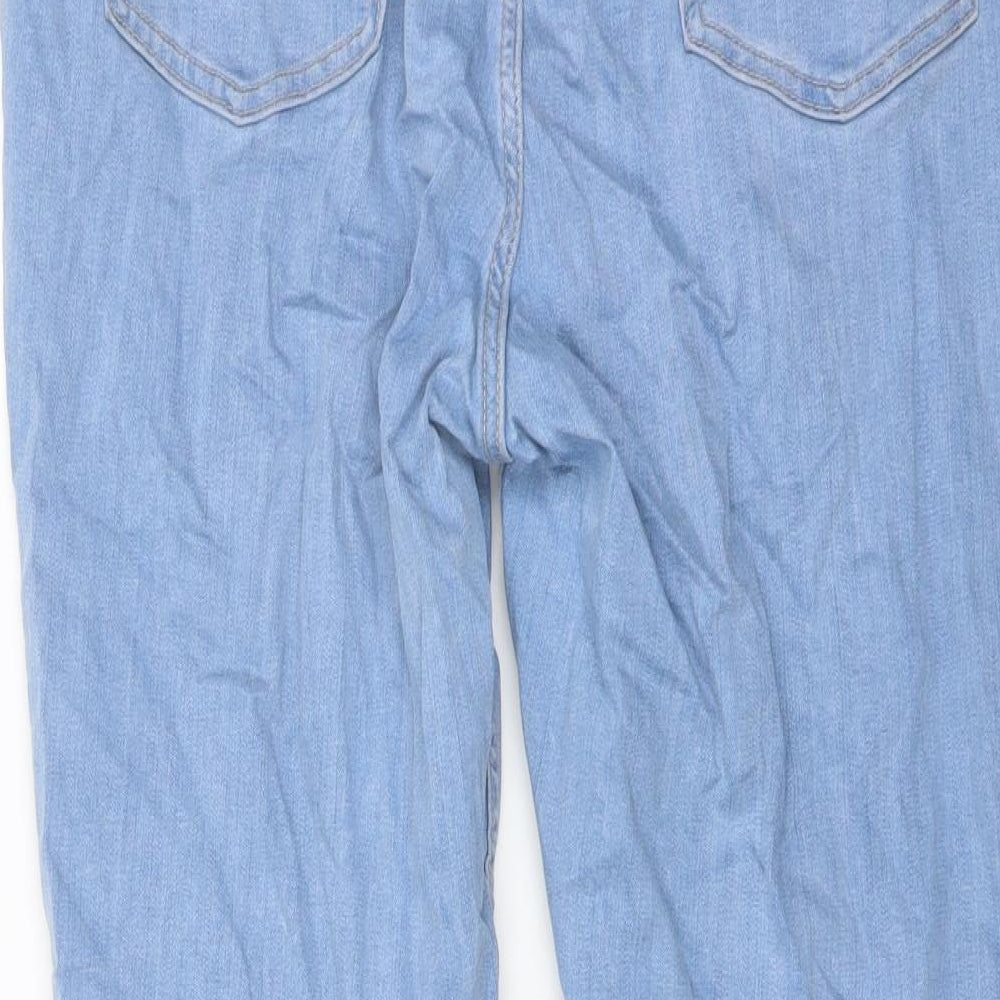 F&F Womens Blue Cotton Straight Jeans Size 18 L27 in Regular Button
