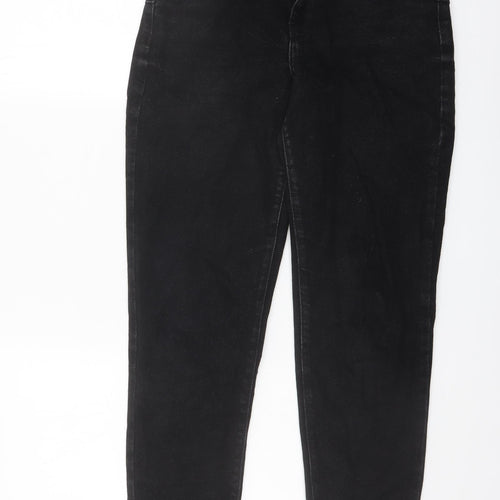 New Look Womens Black Cotton Straight Jeans Size 8 L26 in Regular Button