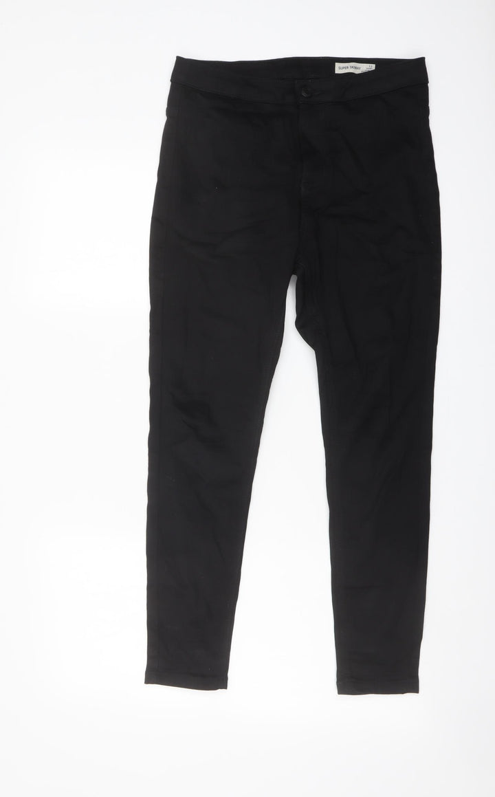 Marks and Spencer Womens Black Cotton Skinny Jeans Size 12 L26 in Regular Button