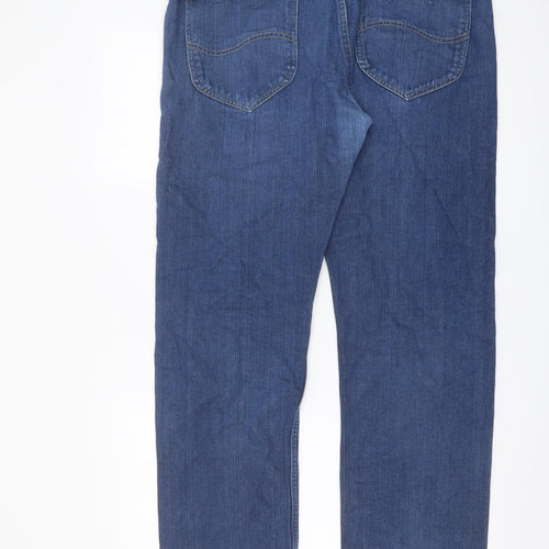 Lee Mens Blue Cotton Straight Jeans Size 36 in L30 in Regular Button