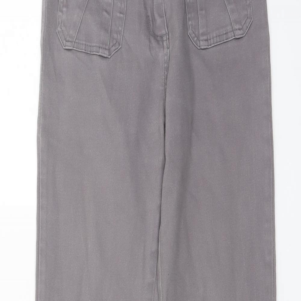 Miss Selfridge Womens Grey Cotton Flared Jeans Size 8 L32 in Regular Button