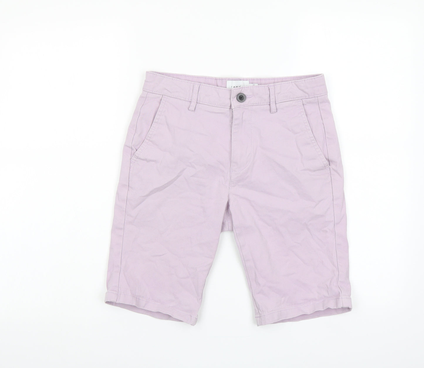 Topman Mens Purple Cotton Chino Shorts Size 28 in L10 in Regular Button