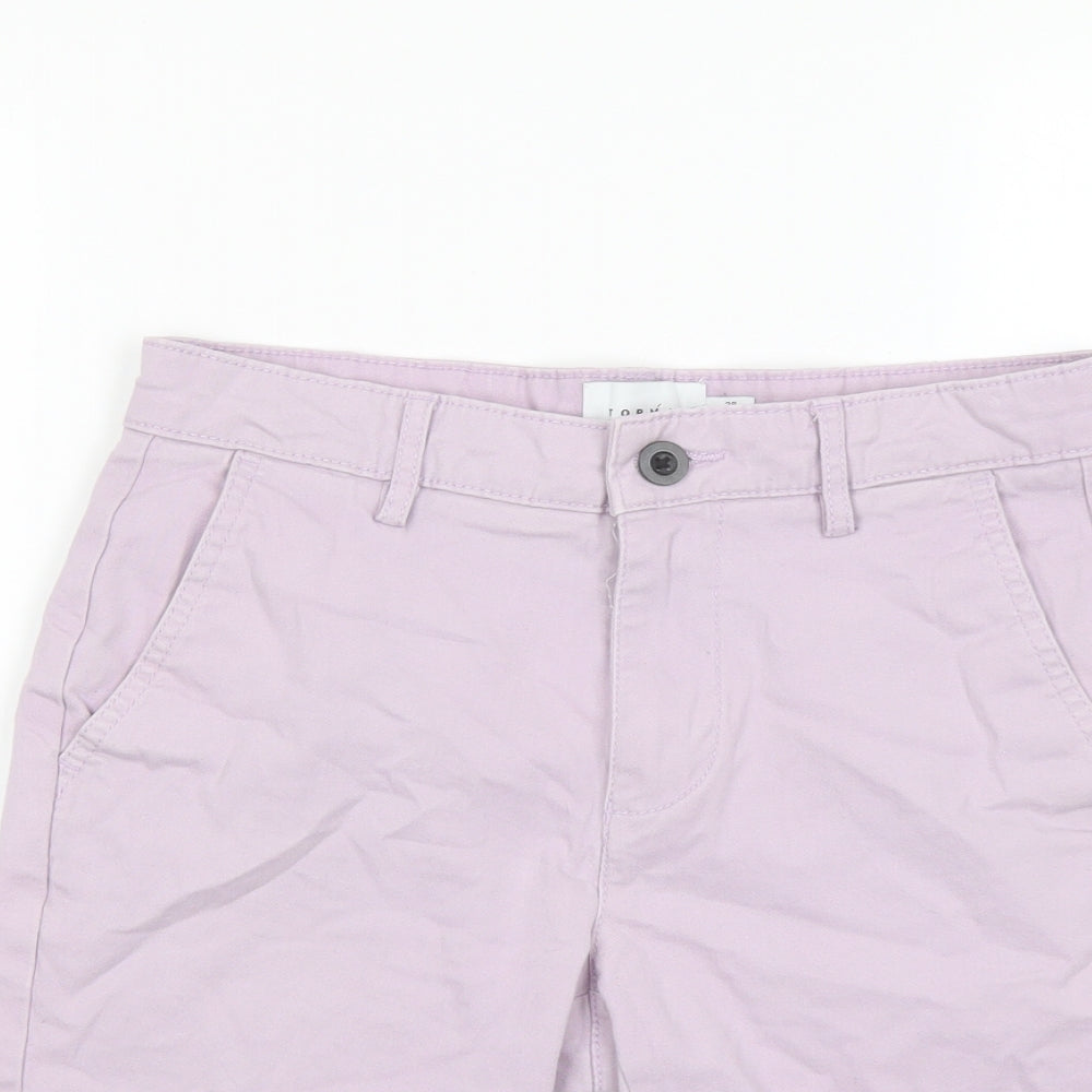 Topman Mens Purple Cotton Chino Shorts Size 28 in L10 in Regular Button