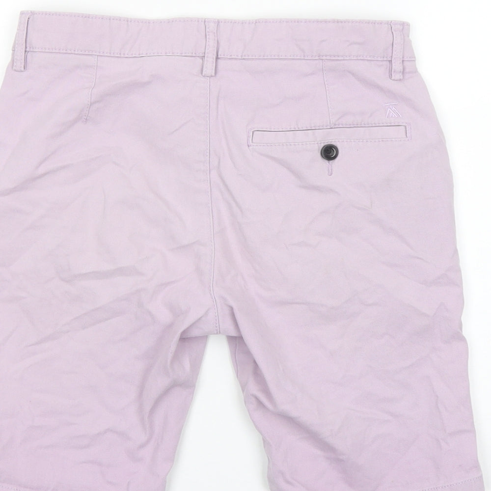 Topman Mens Purple Cotton Chino Shorts Size 28 in L10 in Regular Button