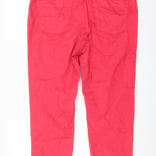 Per Una Womens Pink Cotton Straight Jeans Size 14 L23 in Regular Button