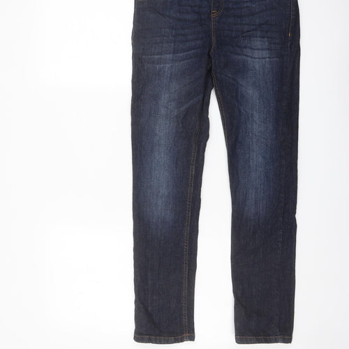Blue Zoo Boys Blue Cotton Straight Jeans Size 12 Years Regular Drawstring