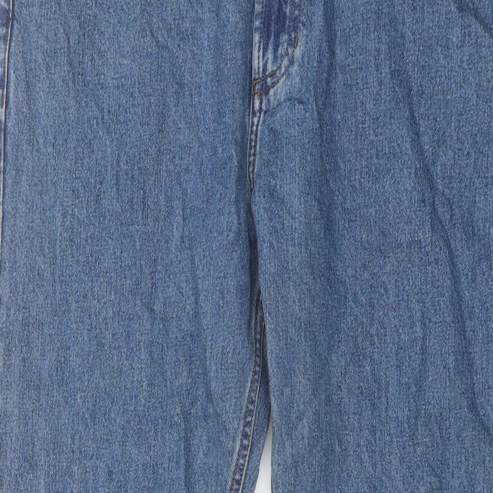 Marks and Spencer Mens Blue Cotton Straight Jeans Size 34 in L27 in Regular Button