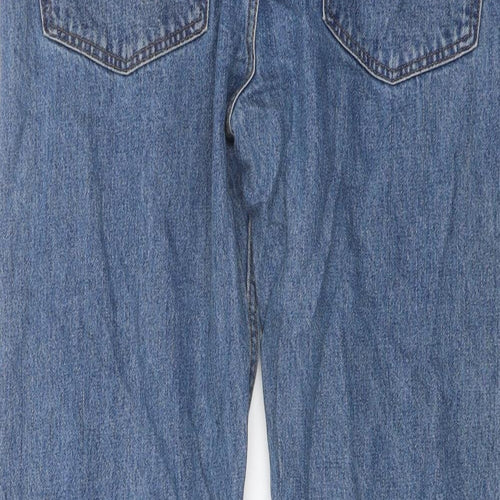 Marks and Spencer Mens Blue Cotton Straight Jeans Size 34 in L27 in Regular Button