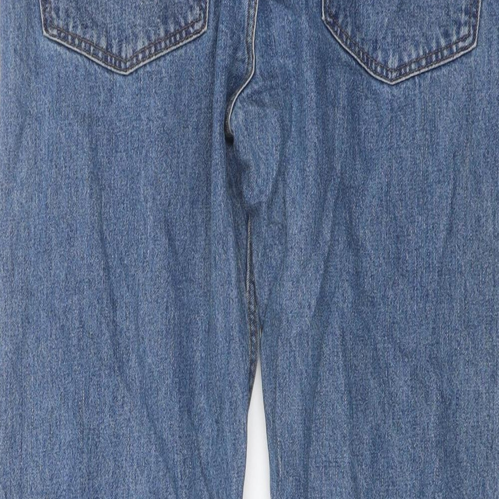 Marks and Spencer Mens Blue Cotton Straight Jeans Size 34 in L27 in Regular Button