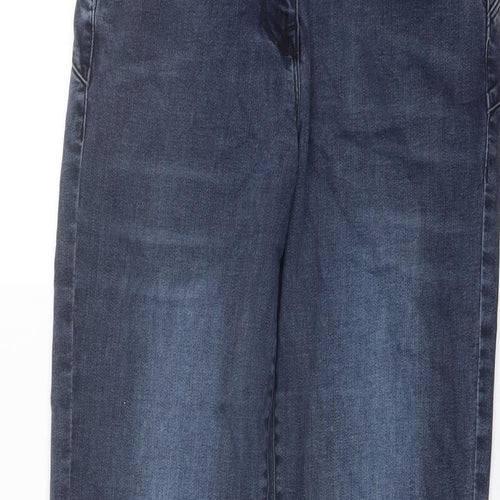 NEXT Womens Blue Cotton Bootcut Jeans Size 14 L30 in Regular Button