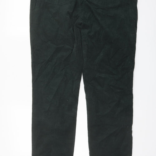 Marks and Spencer Womens Green Cotton Trousers Size 18 L32 in Regular Button