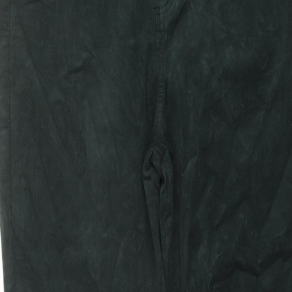 Marks and Spencer Womens Green Cotton Trousers Size 18 L32 in Regular Button