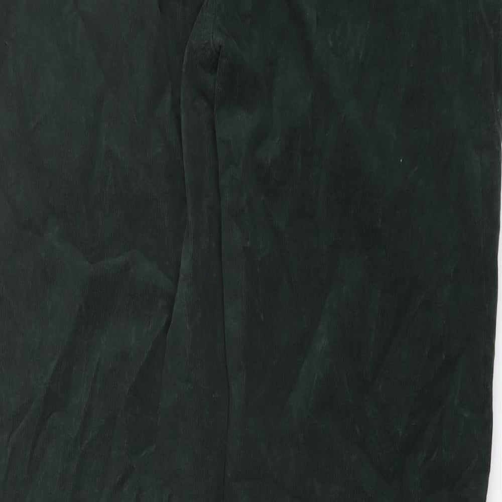 Marks and Spencer Womens Green Cotton Trousers Size 18 L32 in Regular Button
