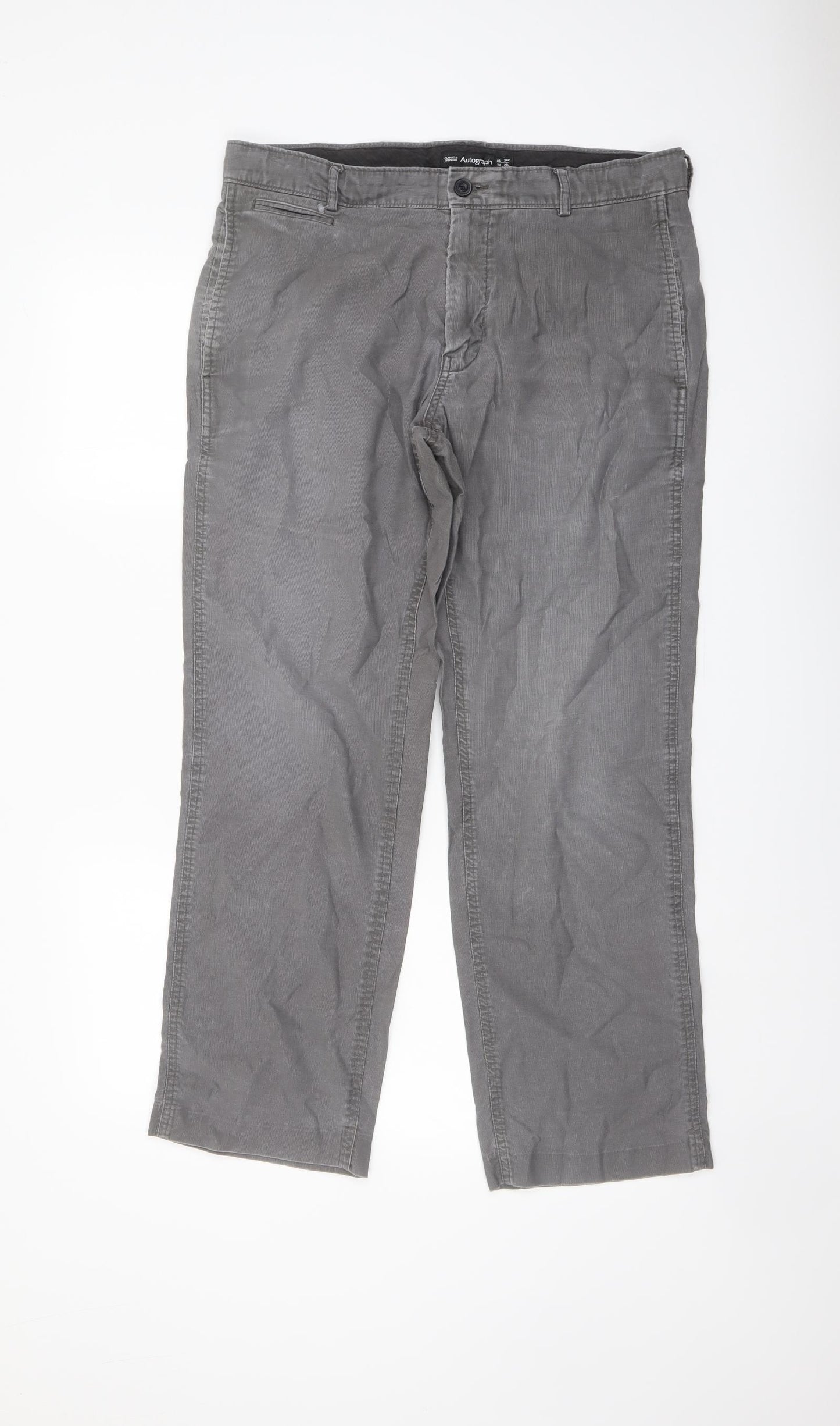 Autograph Mens Grey Cotton Straight Jeans Size 34 in L29 in Regular Button