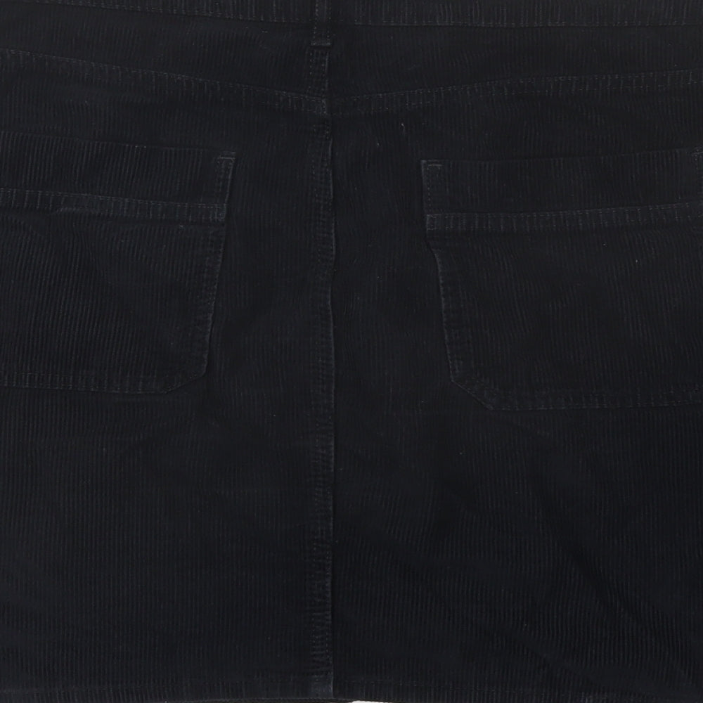 Denim & Co. Womens Black Cotton A-Line Skirt Size 18 Button