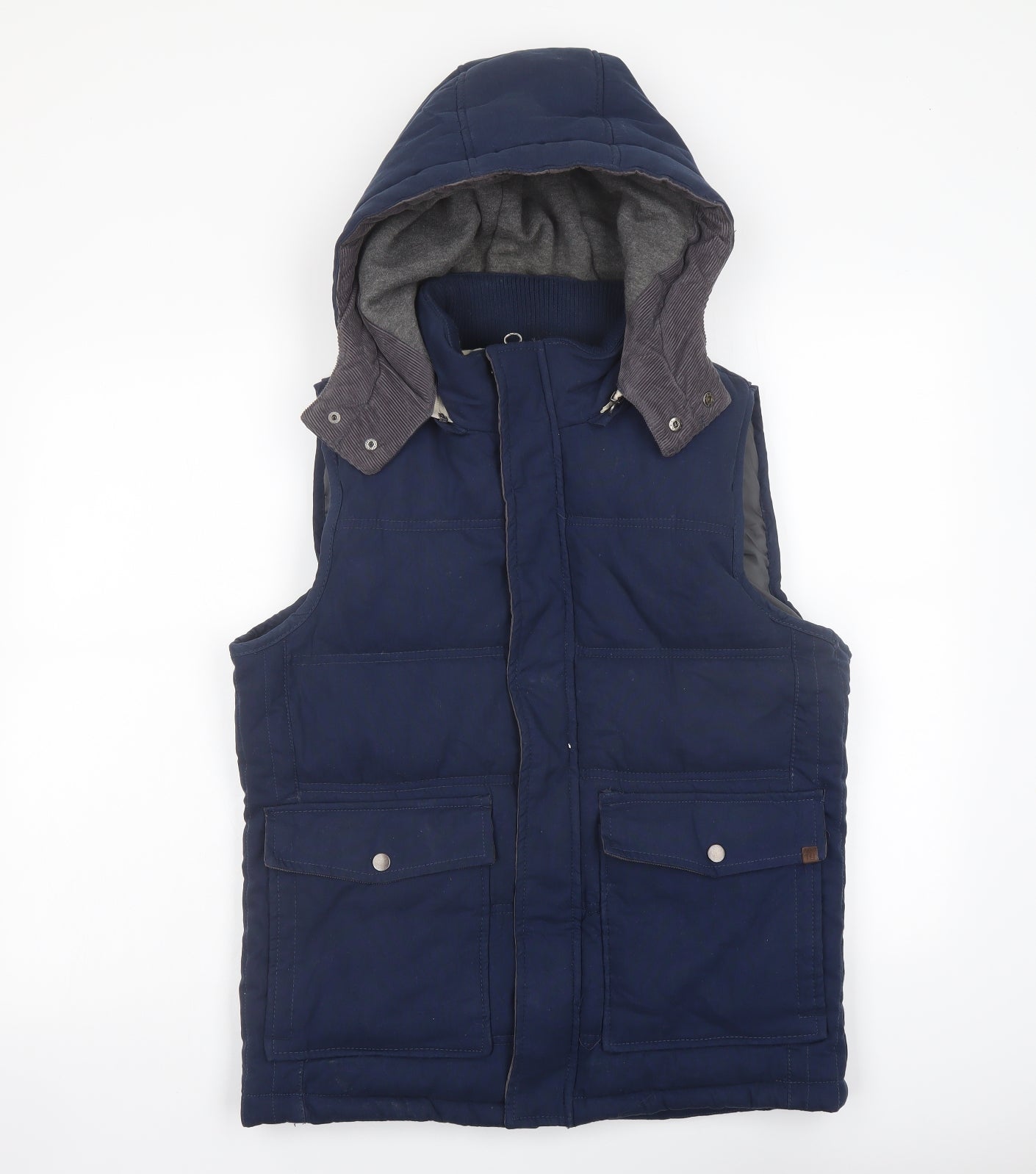 River Island Mens Blue Gilet Coat Size M Zip