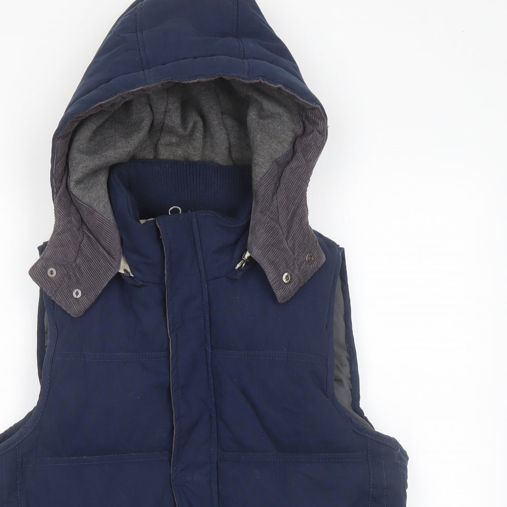 River Island Mens Blue Gilet Coat Size M Zip