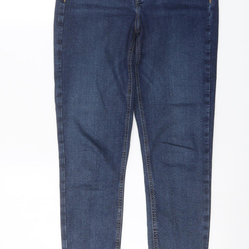 Topshop Womens Blue Cotton Skinny Jeans Size 28 in L27 in Regular Button