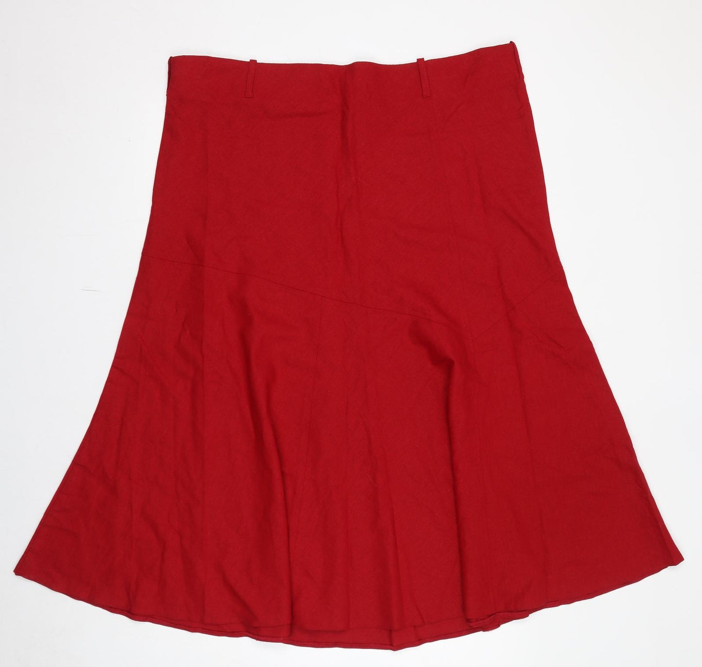 Debenhams Womens Red Linen Swing Skirt Size 20 Zip