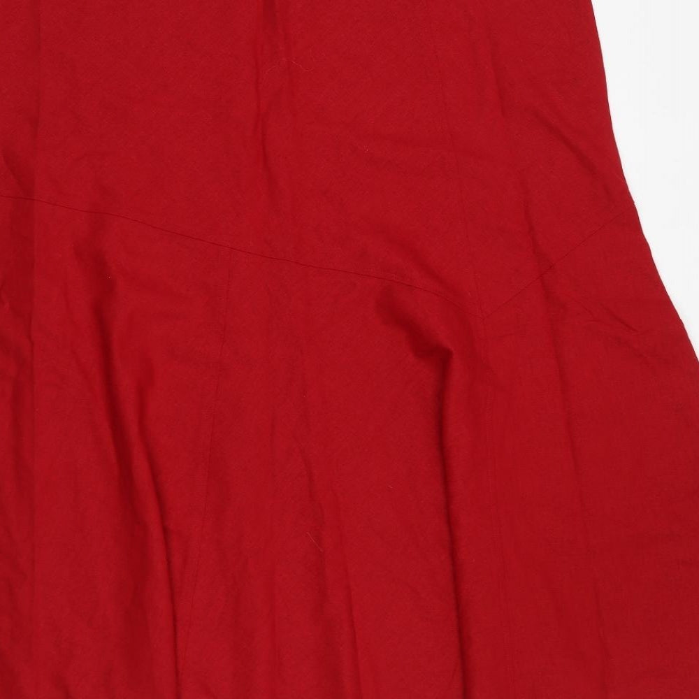 Debenhams Womens Red Linen Swing Skirt Size 20 Zip