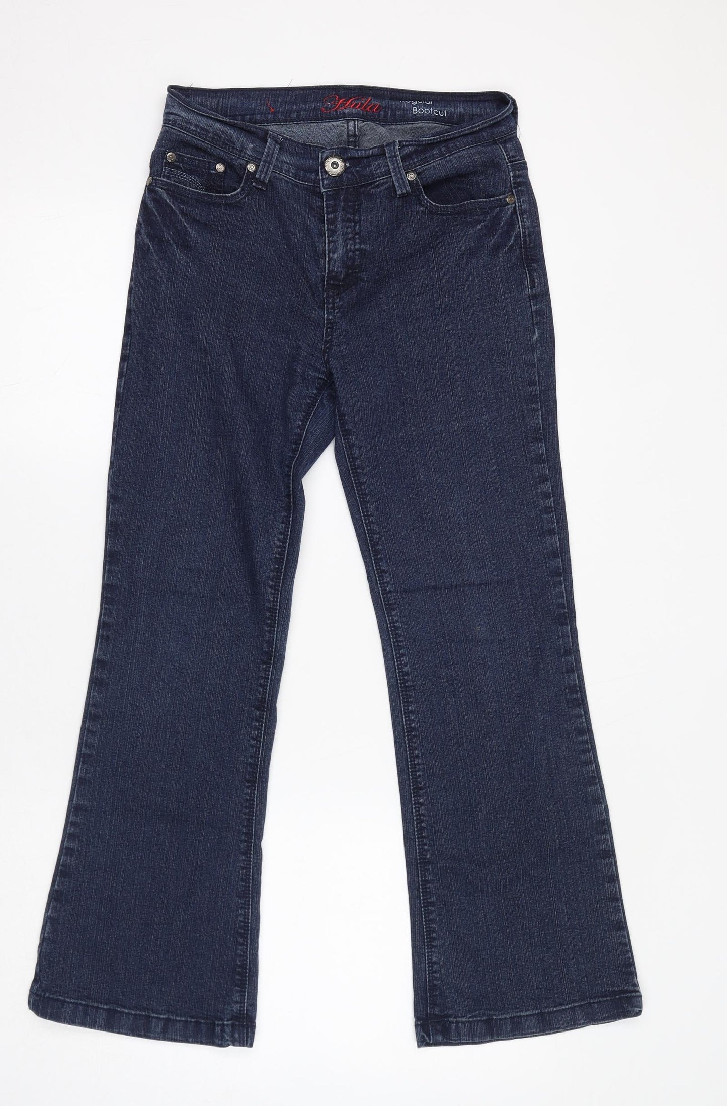 Hula Womens Blue Cotton Bootcut Jeans Size 10 L27 in Regular Zip