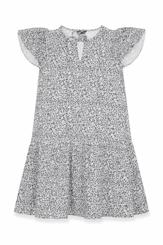 Front view of Marks & Spencer women’s white geometric viscose trapeze & swing, size UK 12, round neck pullover